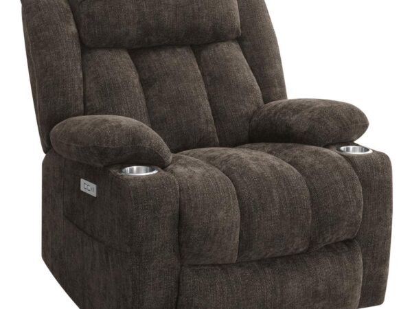 Houston Upholstered Power Lift Recliner Chair Dark Brown