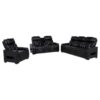 Zuma 3-piece Faux Leather Dual Power LED Sofa Set Black