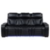 Zuma Faux Leather Dual Power Reclining LED Sofa Black