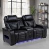 Zuma Faux Leather Dual Power Reclining LED Loveseat Black