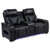 Zuma Faux Leather Dual Power Reclining LED Loveseat Black
