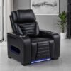 Zuma Faux Leather Upholstered Dual Power LED Recliner Black