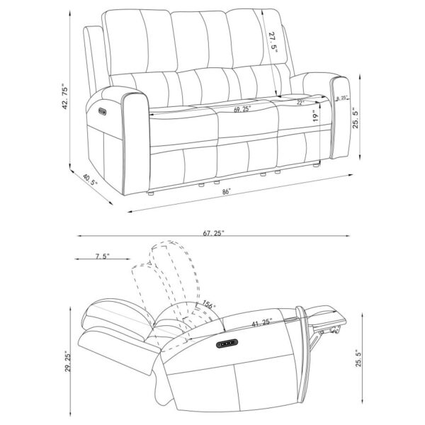Brickston 3-piece Triple Power Reclining Sofa Set Charcoal