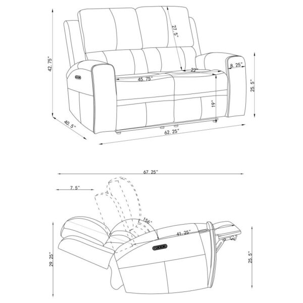 Brickston 3-piece Triple Power Reclining Sofa Set Charcoal