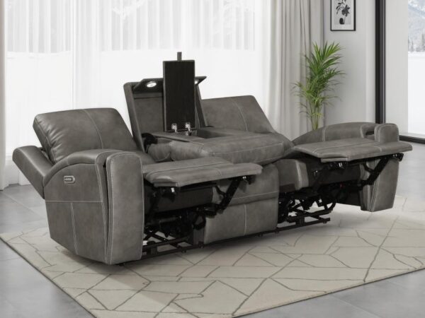 Brickston Triple Power Reclining Sofa Charcoal