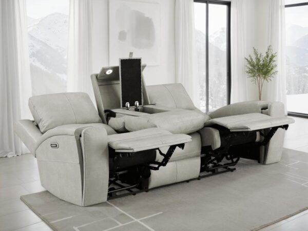 Brickston Triple Power Reclining Sofa Grey