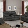 Lawrence 3-piece Upholstered Reclining Sofa Set Charcoal