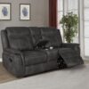 Lawrence Upholstered Padded Arm Reclining Loveseat Charcoal