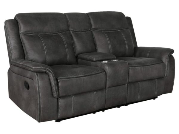 Lawrence Upholstered Padded Arm Reclining Loveseat Charcoal