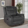Lawrence Upholstered Padded Arm Glider Recliner Charcoal