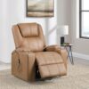Armstrong Upholstered Power Lift Massage Recliner Camel
