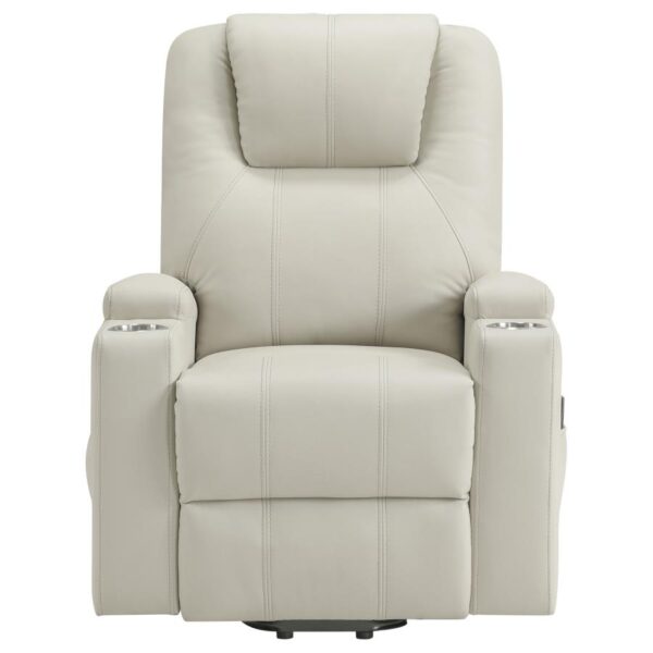 Armstrong Upholstered Power Lift Massage Recliner Ivory