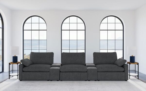 Collins 5-piece Power Reclining Home Theater Seating Dark Grey