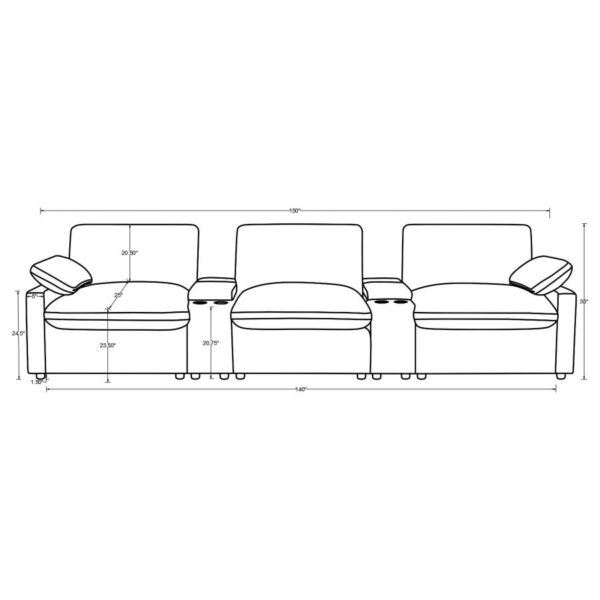Collins 5-piece Power Reclining Home Theater Seating Dark Grey