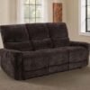 Navarro Chenille Upholstered Reclining Sofa Dark Brown