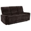 Navarro Chenille Upholstered Reclining Sofa Dark Brown