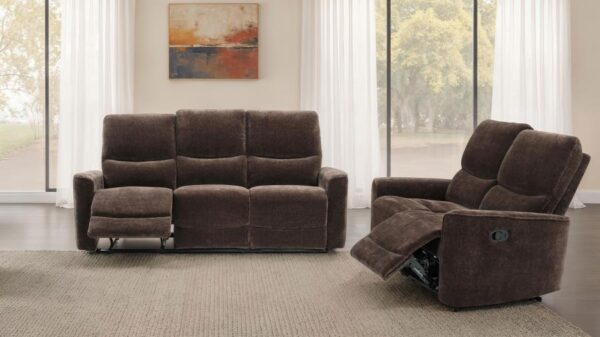 Navarro Chenille Upholstered Reclining Sofa Dark Brown