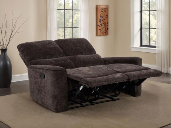 Navarro Chenille Upholstered Reclining Loveseat Dark Brown