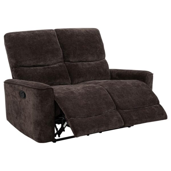Navarro Chenille Upholstered Reclining Loveseat Dark Brown