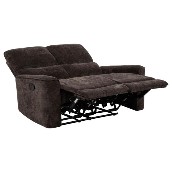 Navarro Chenille Upholstered Reclining Loveseat Dark Brown