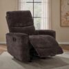 Navarro Chenille Upholstered Glider Recliner Dark Brown