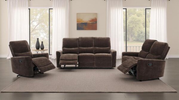 Navarro Chenille Upholstered Glider Recliner Dark Brown