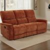 Navarro Chenille Upholstered Reclining Sofa Burnt Orange