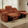 Navarro Chenille Upholstered Reclining Sofa Burnt Orange