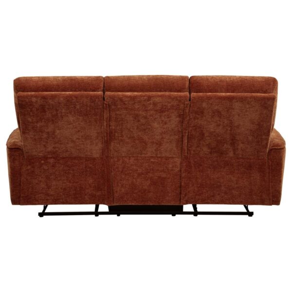 Navarro Chenille Upholstered Reclining Sofa Burnt Orange