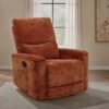 Navarro Chenille Upholstered Glider Recliner Burnt Orange
