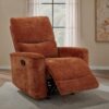 Navarro Chenille Upholstered Glider Recliner Burnt Orange