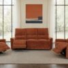 Navarro Chenille Upholstered Glider Recliner Burnt Orange