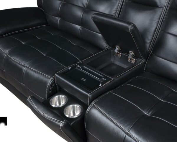 Hewitt Leather Dual Power Reclining Sectional Sofa Black
