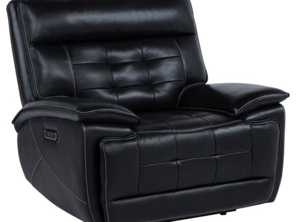 Hewitt Leather Upholstered Dual Power Recliner Chair Black