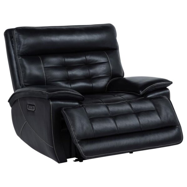 Hewitt Leather Upholstered Dual Power Recliner Chair Black