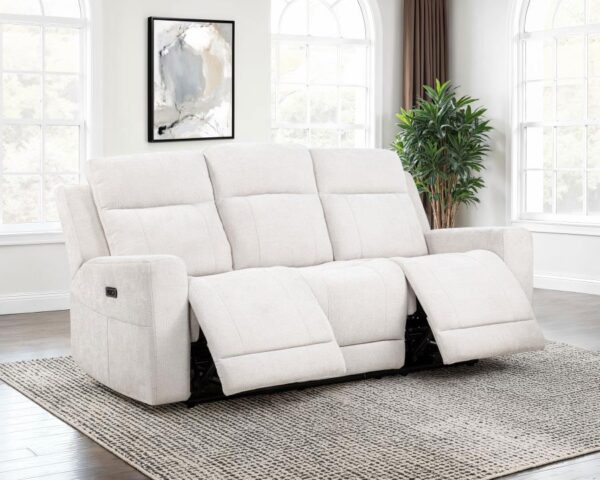 Kennett Chenille Upholstered Power Reclining Sofa Ivory