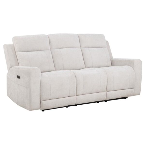 Kennett Chenille Upholstered Power Reclining Sofa Ivory