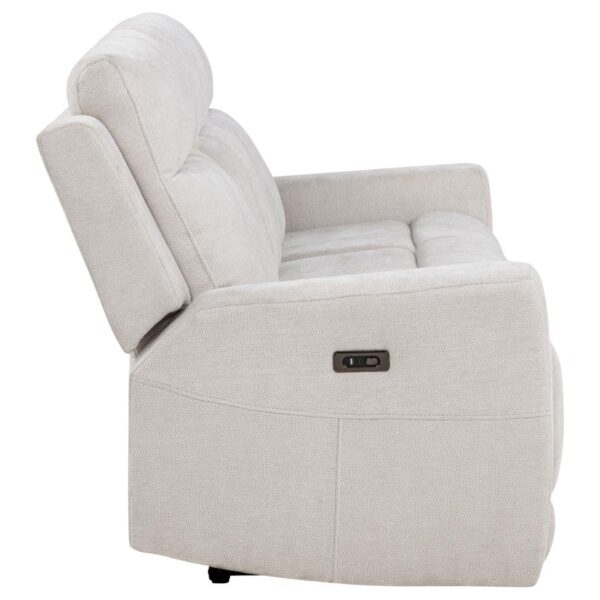 Kennett Chenille Upholstered Power Reclining Sofa Ivory