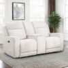 Kennett Chenille Upholstered Power Reclining Loveseat Ivory