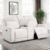 Kennett Chenille Upholstered Power Reclining Loveseat Ivory