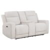 Kennett Chenille Upholstered Power Reclining Loveseat Ivory