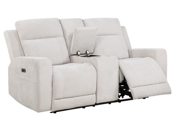 Kennett Chenille Upholstered Power Reclining Loveseat Ivory