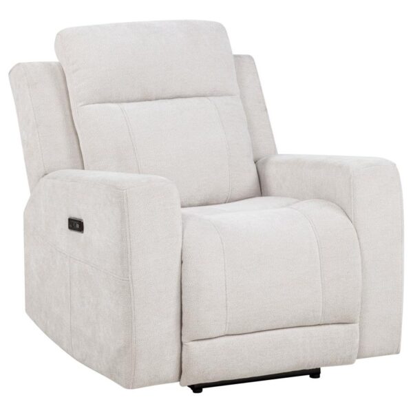 Kennett Chenille Upholstered Power Recliner Chair Ivory