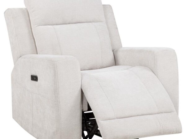 Kennett Chenille Upholstered Power Recliner Chair Ivory