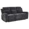 Kennett 3-piece Chenille Power Reclining Sofa Set Dark Grey