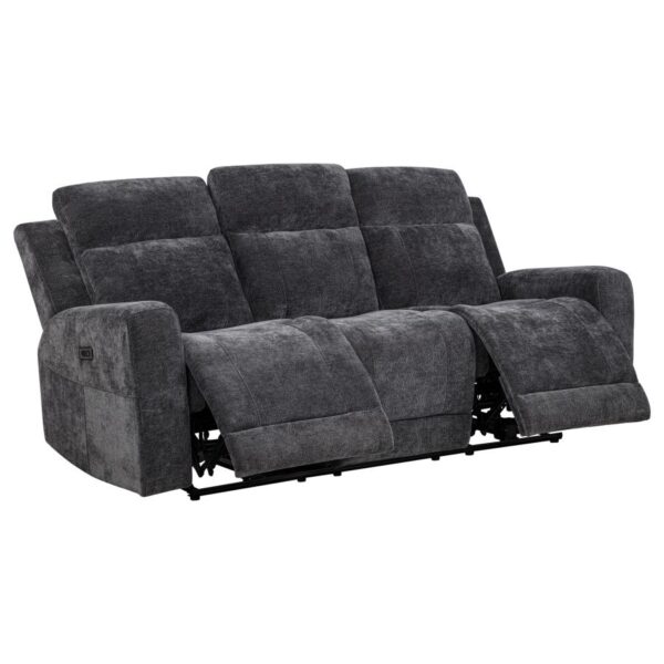 Kennett 3-piece Chenille Power Reclining Sofa Set Dark Grey