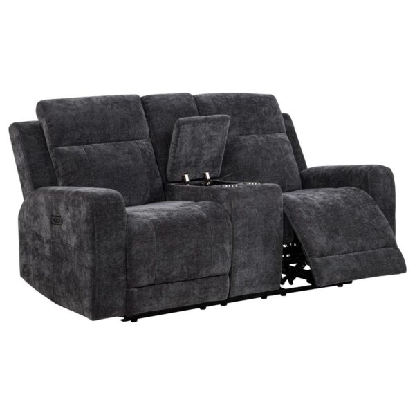 Kennett 3-piece Chenille Power Reclining Sofa Set Dark Grey