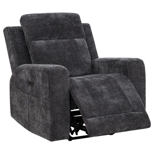 Kennett 3-piece Chenille Power Reclining Sofa Set Dark Grey
