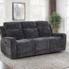 Kennett Chenille Upholstered Power Reclining Sofa Dark Grey