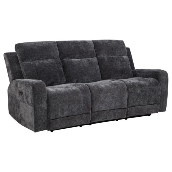 Kennett Chenille Upholstered Power Reclining Sofa Dark Grey